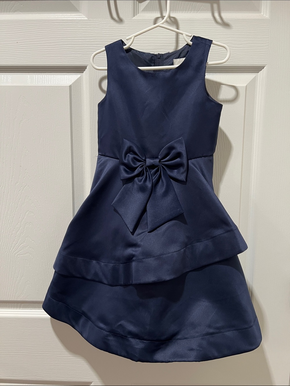 Rare Editions Navy Bow-Front Tiered Girls' Formal Dress